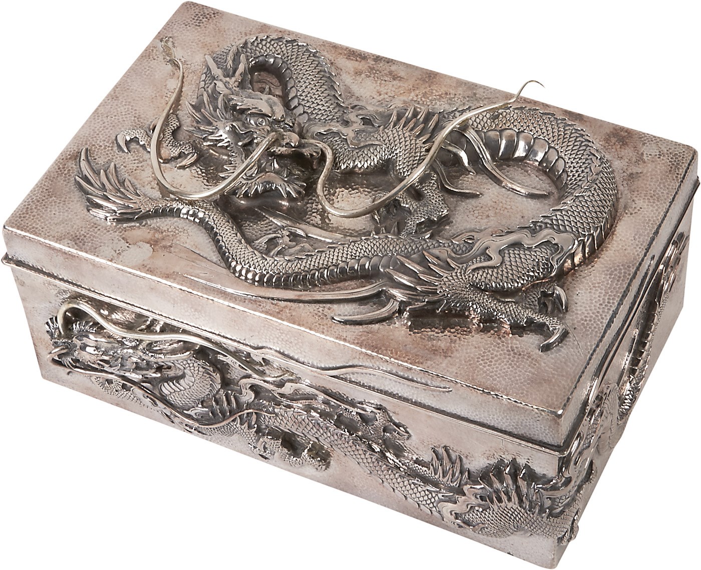 Horse Racing - Amazing "Flying Dragons" Japanese Silver Box - Awarded for the 1906 China Griffins 3/4 Mile