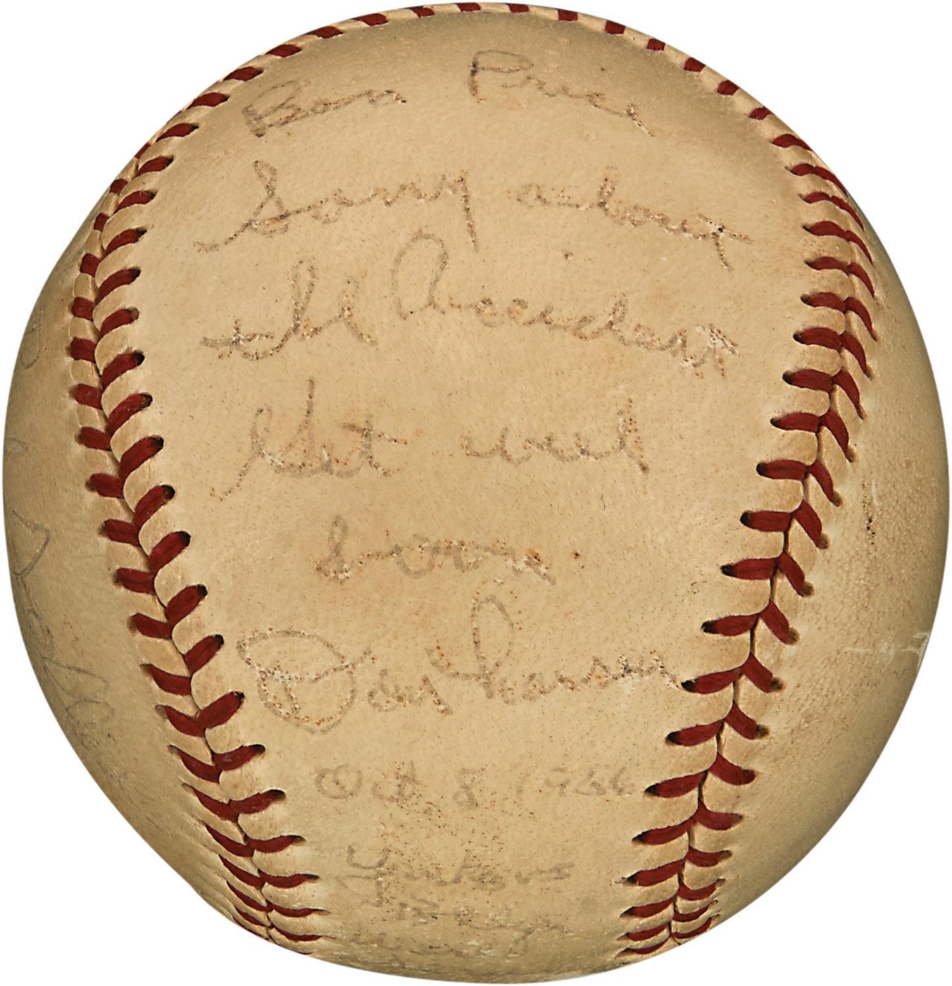 NY Yankees, Giants & Mets - 1956 Don Larsen Perfect Game Baseball with Incredible Provenance