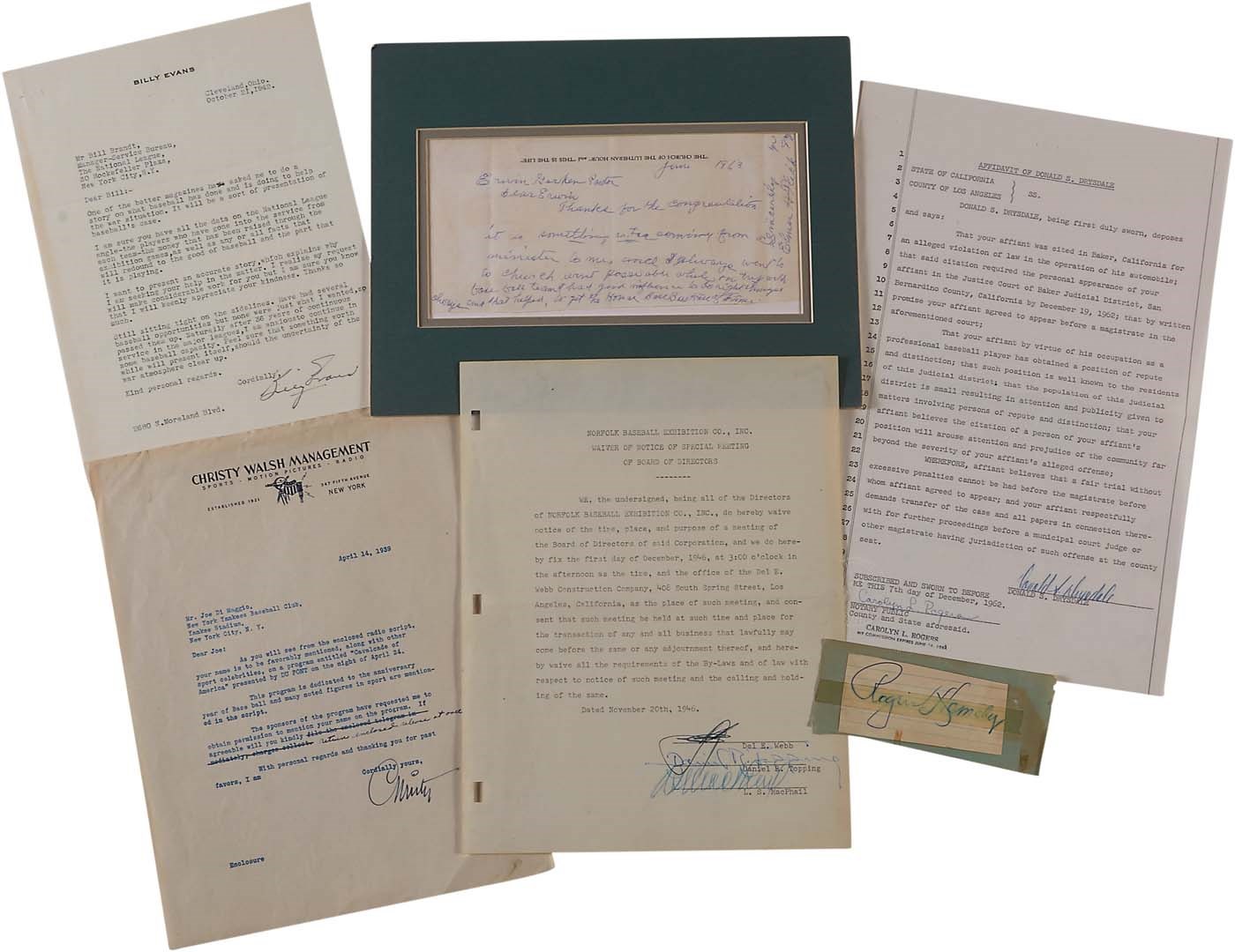 1940s-70s Baseball Legends Handwritten Letter & Autograph Collection with Rarities (25+)