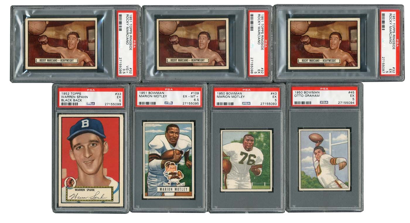 1950-1952 Topps & Bowman Sports Card Collection with THREE Rocky Marciano's