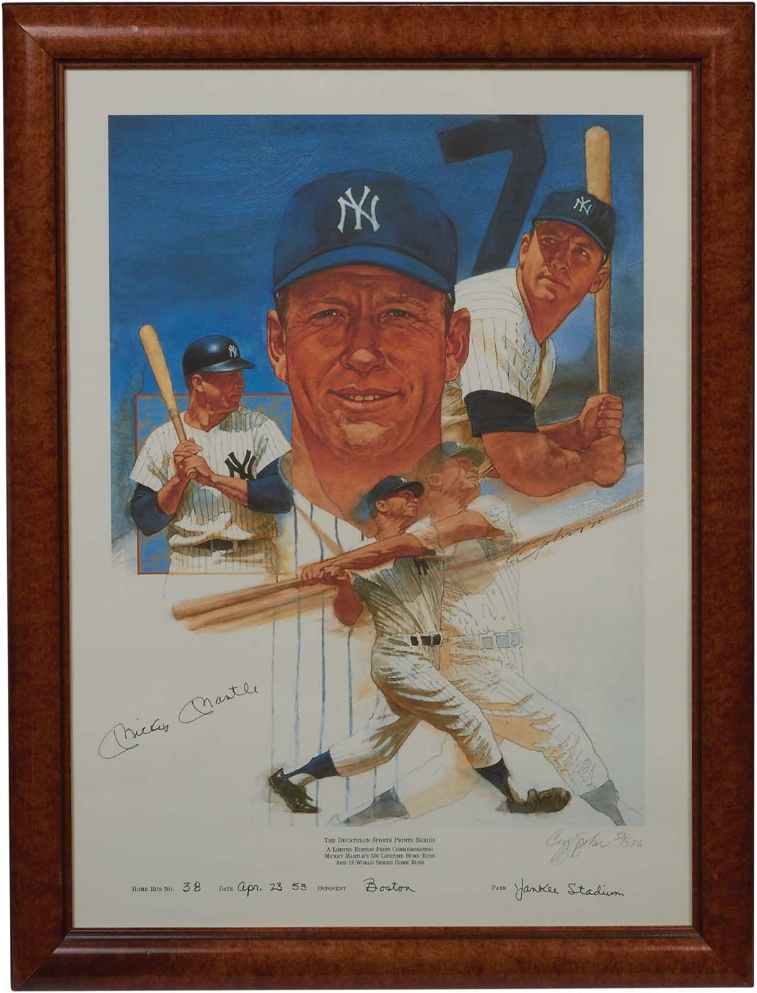 Mantle and Maris - Mickey Mantle Signed "Home Run 38" Limited Edition Print (JSA)