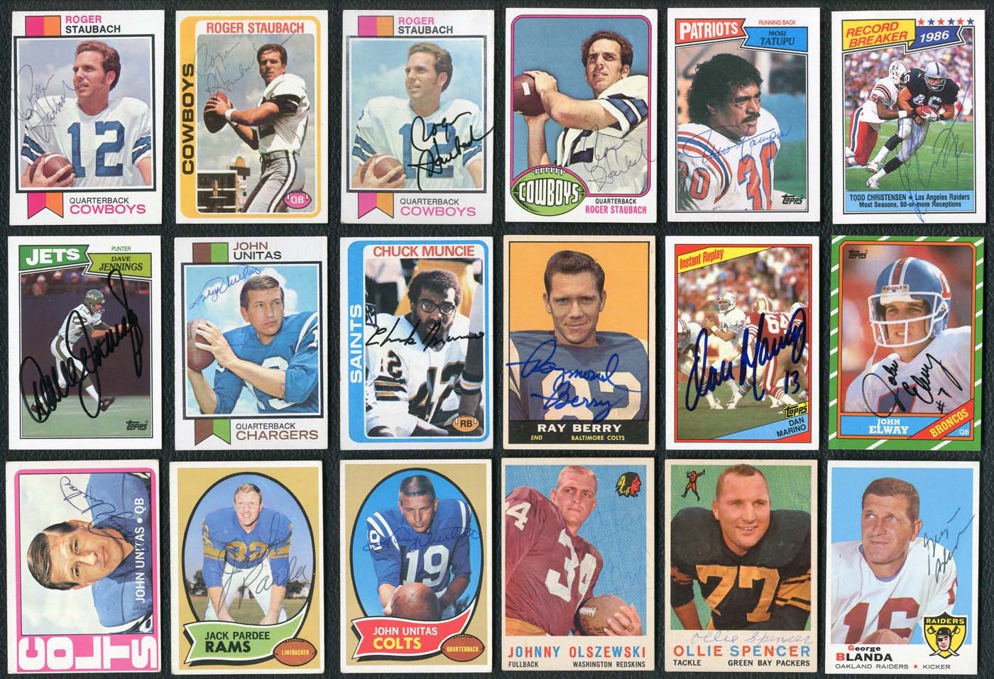 - 1959-1987 Topps Football, Basketball and Hockey Signed Trading Card Lot of (180) – Loaded with HOFers including Maravich and (4) Roger Staubach’s!