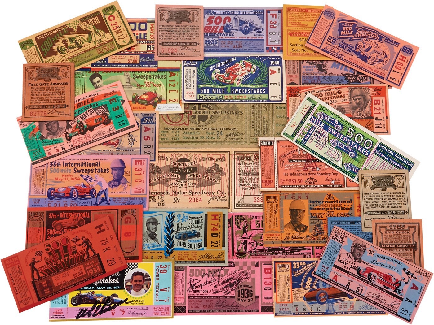The Don Schmitz Indy 500 Collection Part II - 1916-1988 Near-Complete Run of Indianapolis 500 Tickets & Track Passes (120+)