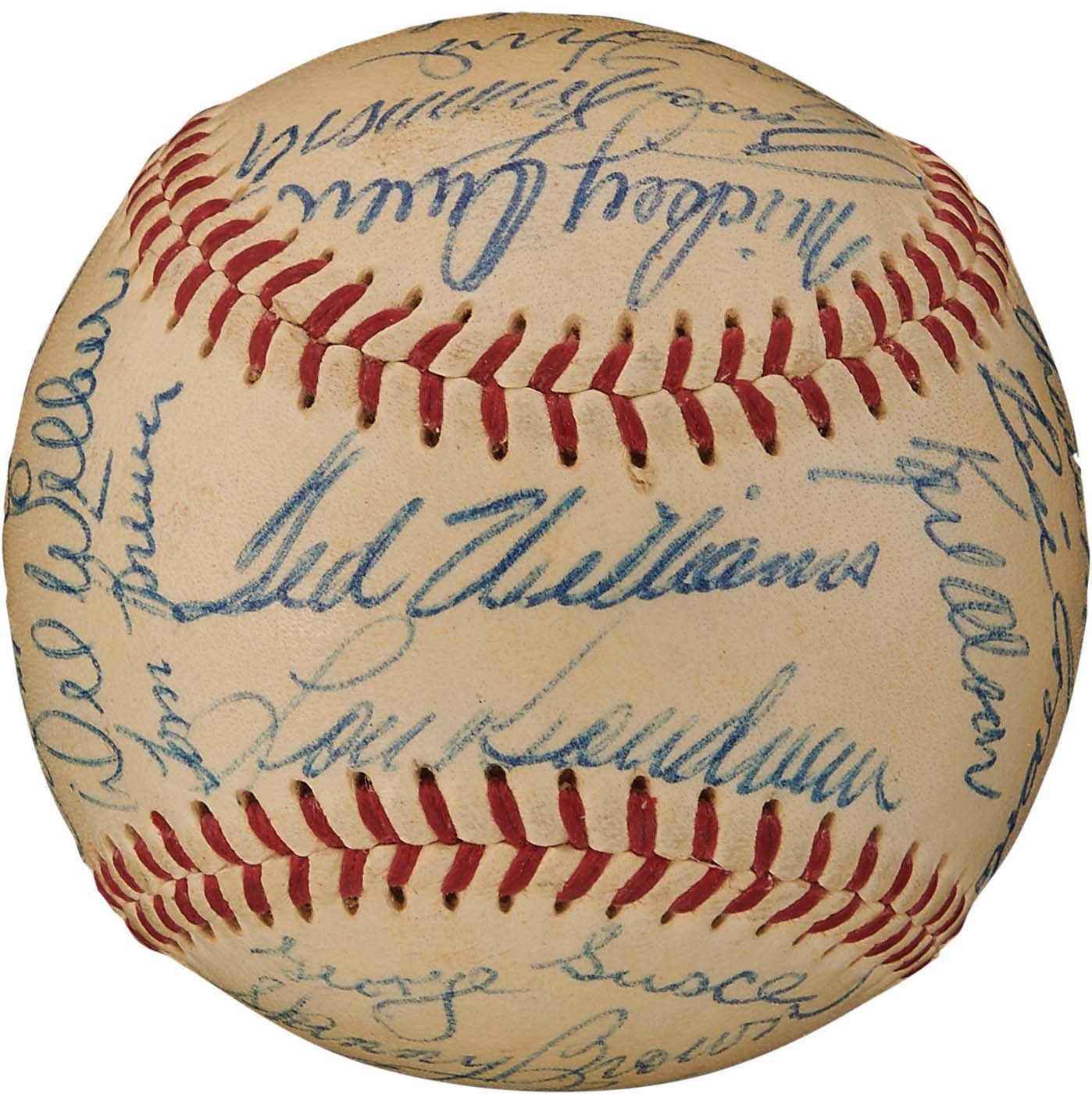 - 1954 Boston Red Sox Team-Signed Baseball with Harry Agganis (PSA NM+ 7.5)