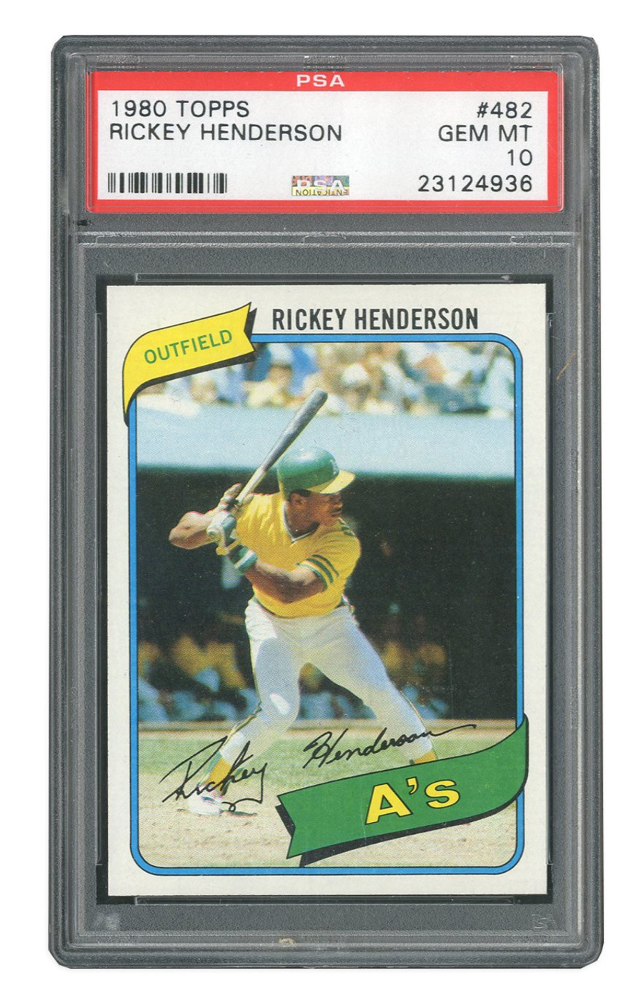 - 1980 Topps #482 Rickey Henderson Rookie - PSA GEM MINT 10