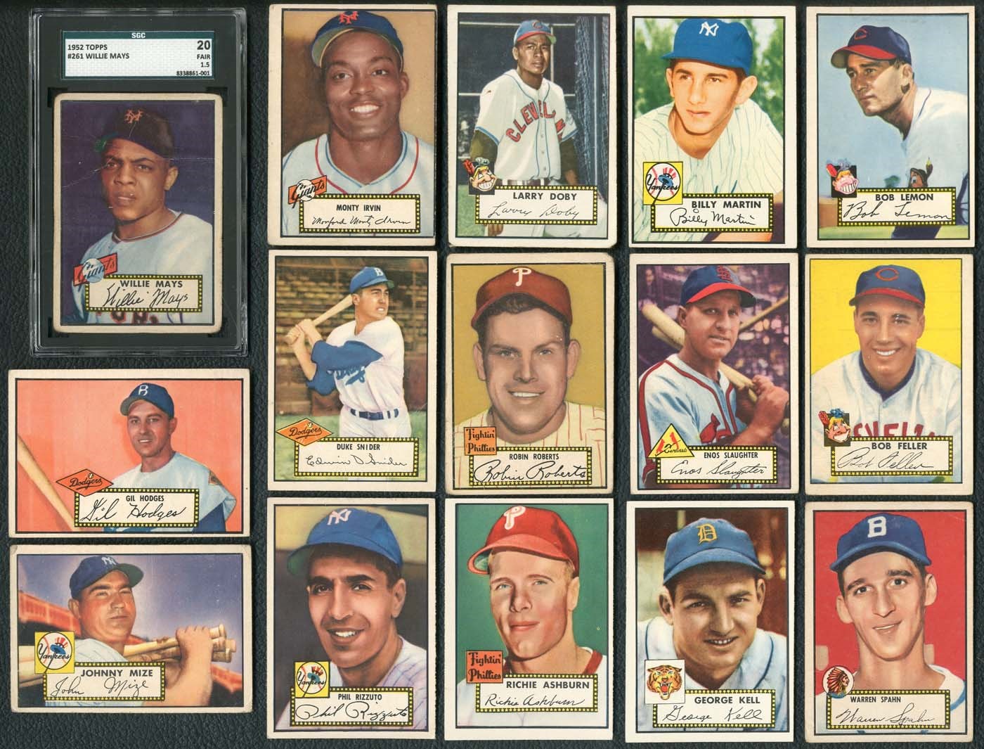 1952 Topps Complete Low Number Set (1-310) with SGC Graded Mays