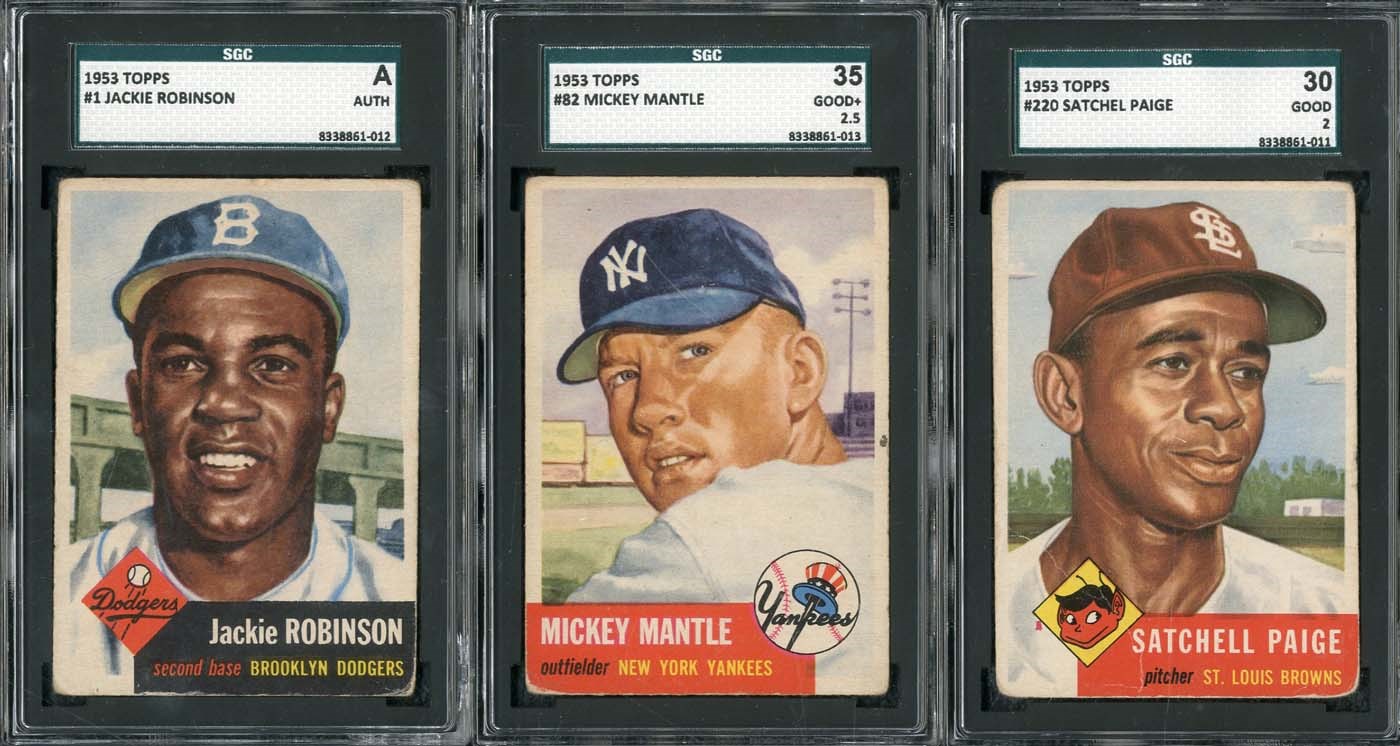 - 1953 Topps Partial Set of (223/274) with SGC Graded Mantle and Paige
