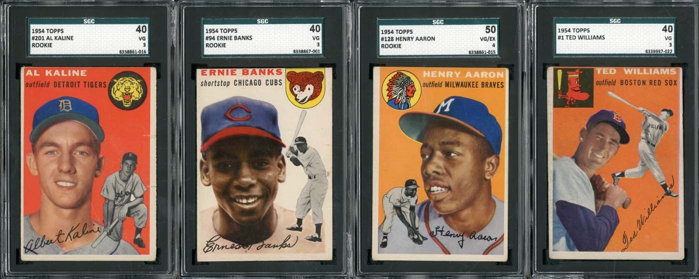 Baseball and Trading Cards - 1954 Topps Partial Set of (209/250) with Aaron, Banks and Kaline Rookies