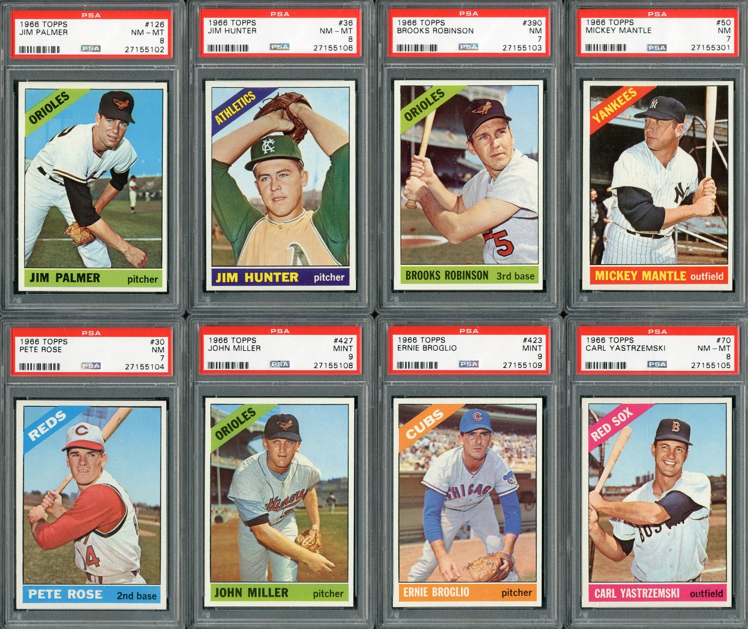 - 1966 Topps HIGH GRADE Partial Set with (8) PSA Graded