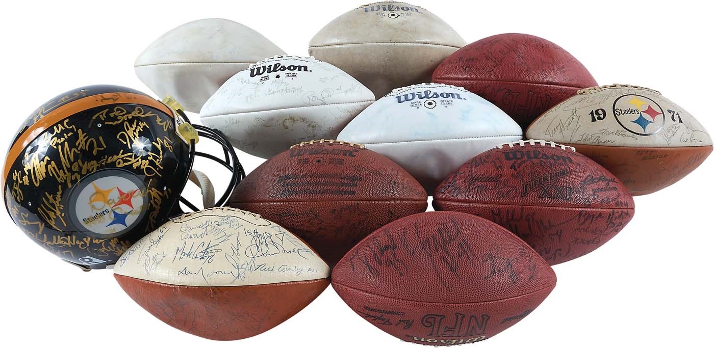 1970s-90s Pittsburgh Steelers Team Signed Footballs & Game Issued Jerseys (10+)