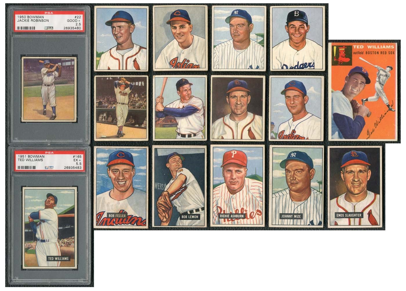 1934-1960 Topps, Bowman and Diamond Matchbook Collection with 33 HOFers (2 PSA Graded)!