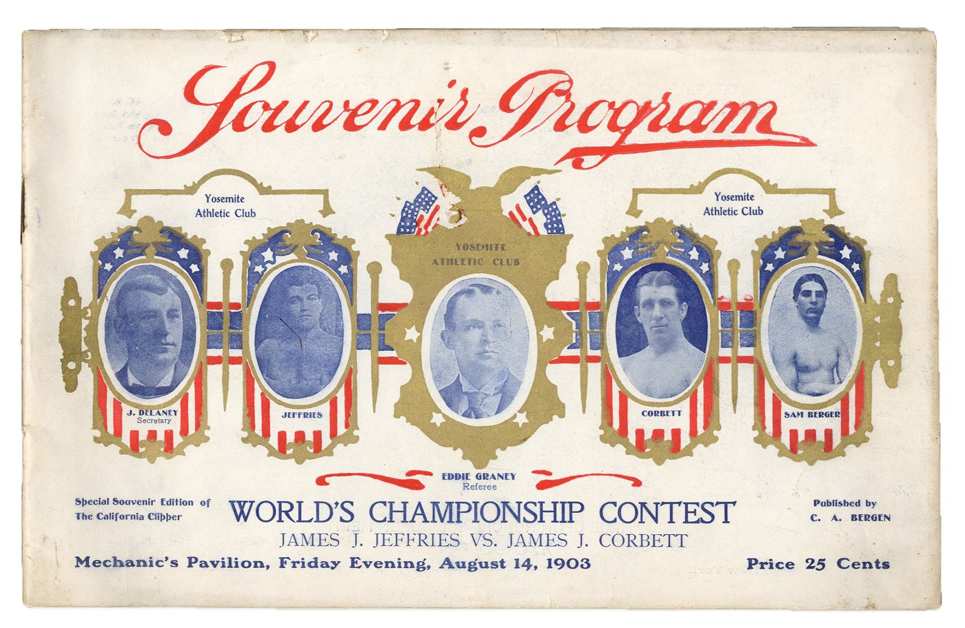 - 1903 James J. Jeffries vs. James J. Corbett II Official Boxing Program
