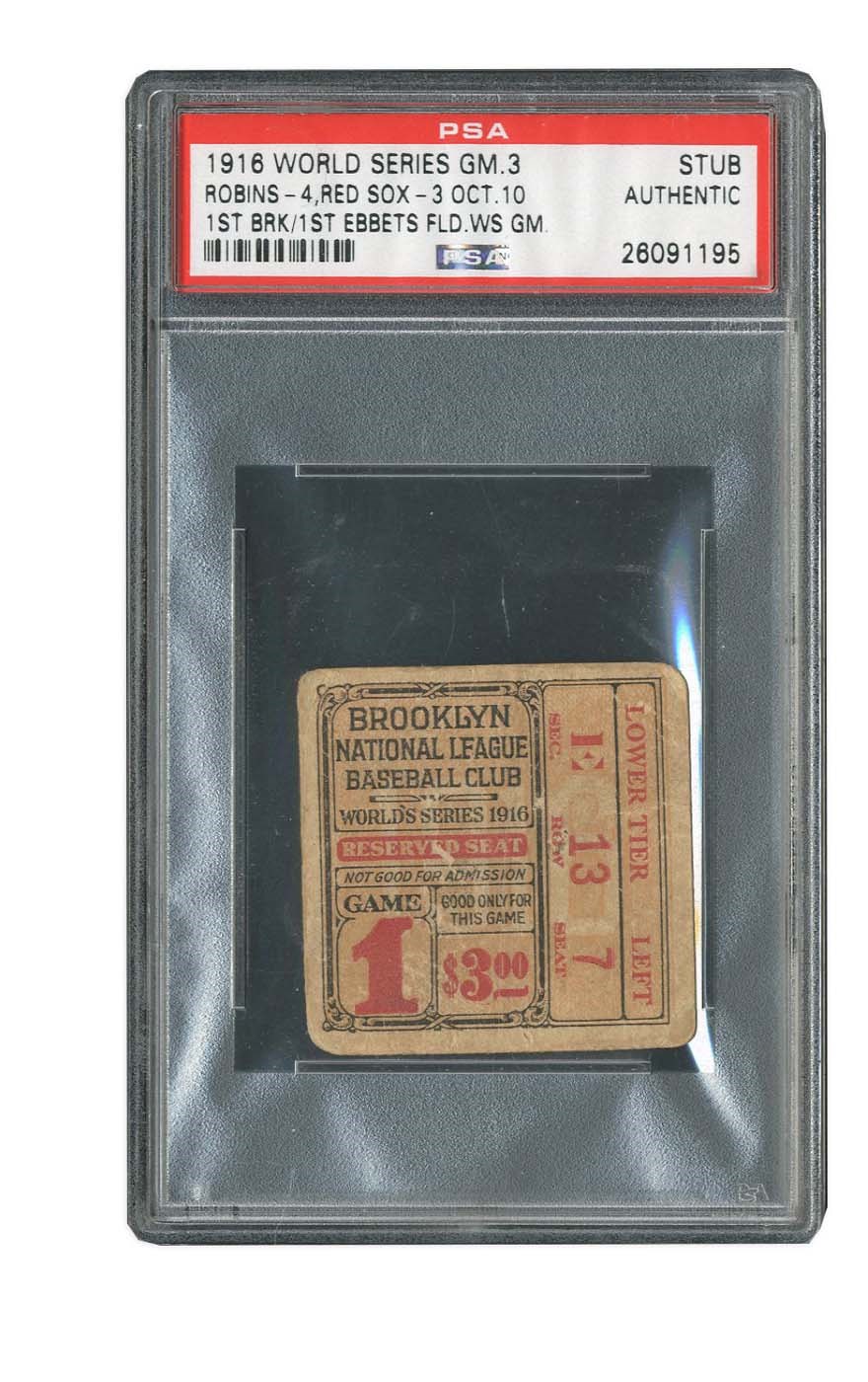Tickets, Publications & Pins - 1916 World Series Ticket at Brooklyn (PSA Authentic)