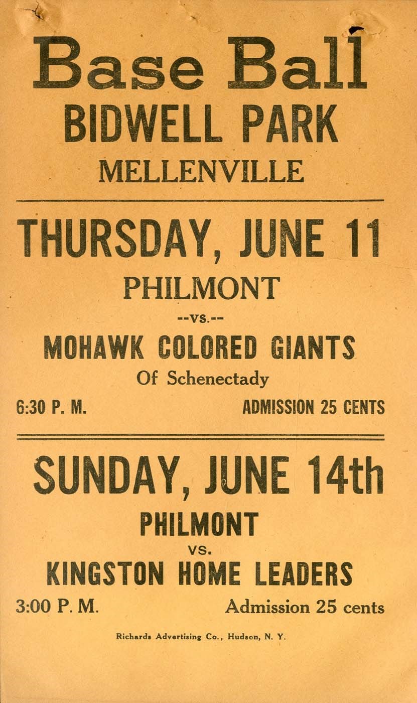 - 1931 Mohawk Colored Giants Baseball Broadside
