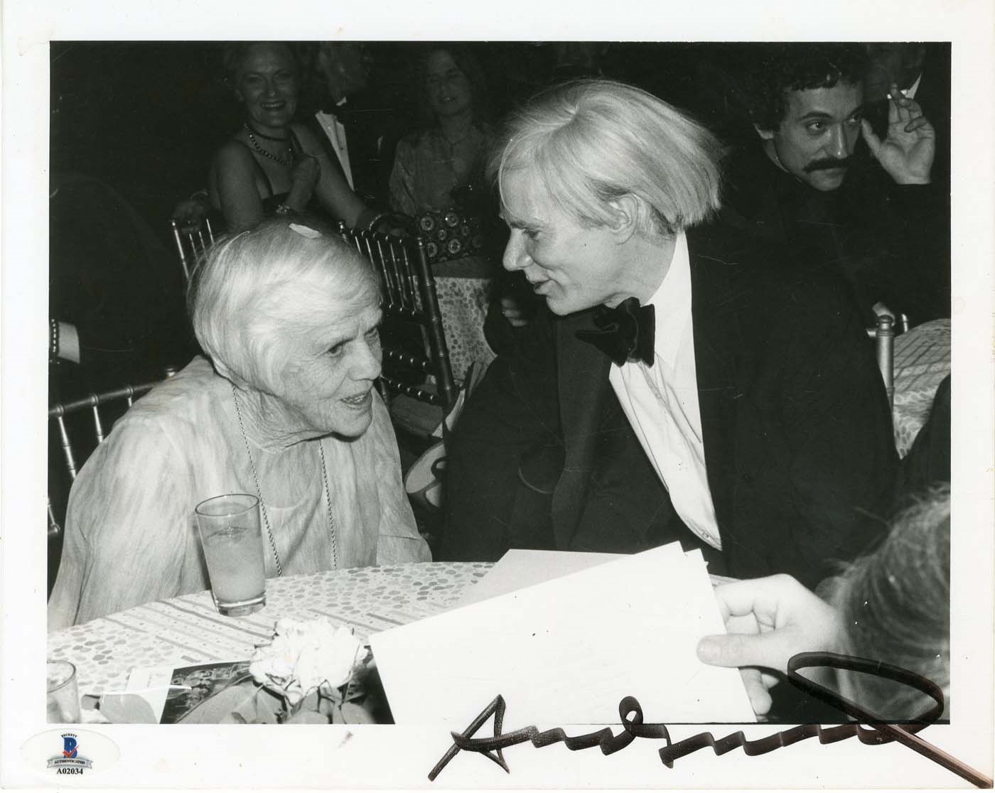 - 1977 Andy Warhol Signed Photograph with Lillian Carter at Studio 54 (Beckett)