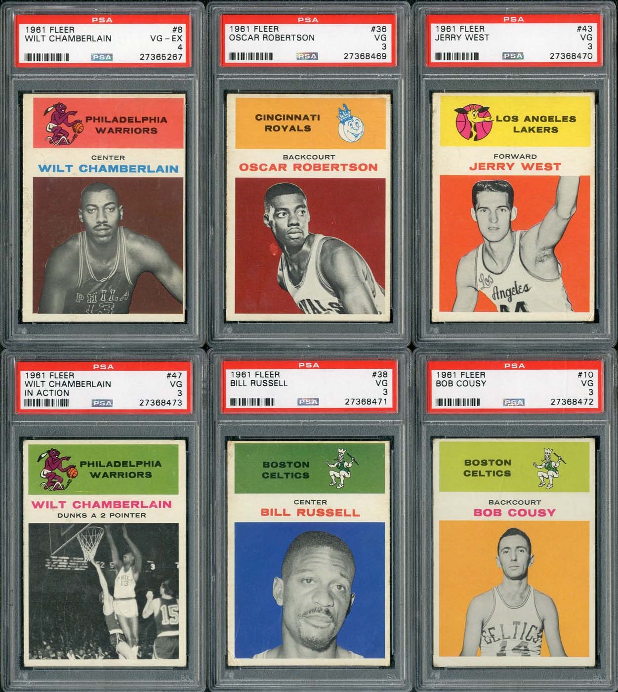 - 1961 Fleer Basketball Complete Set with (6) PSA Graded