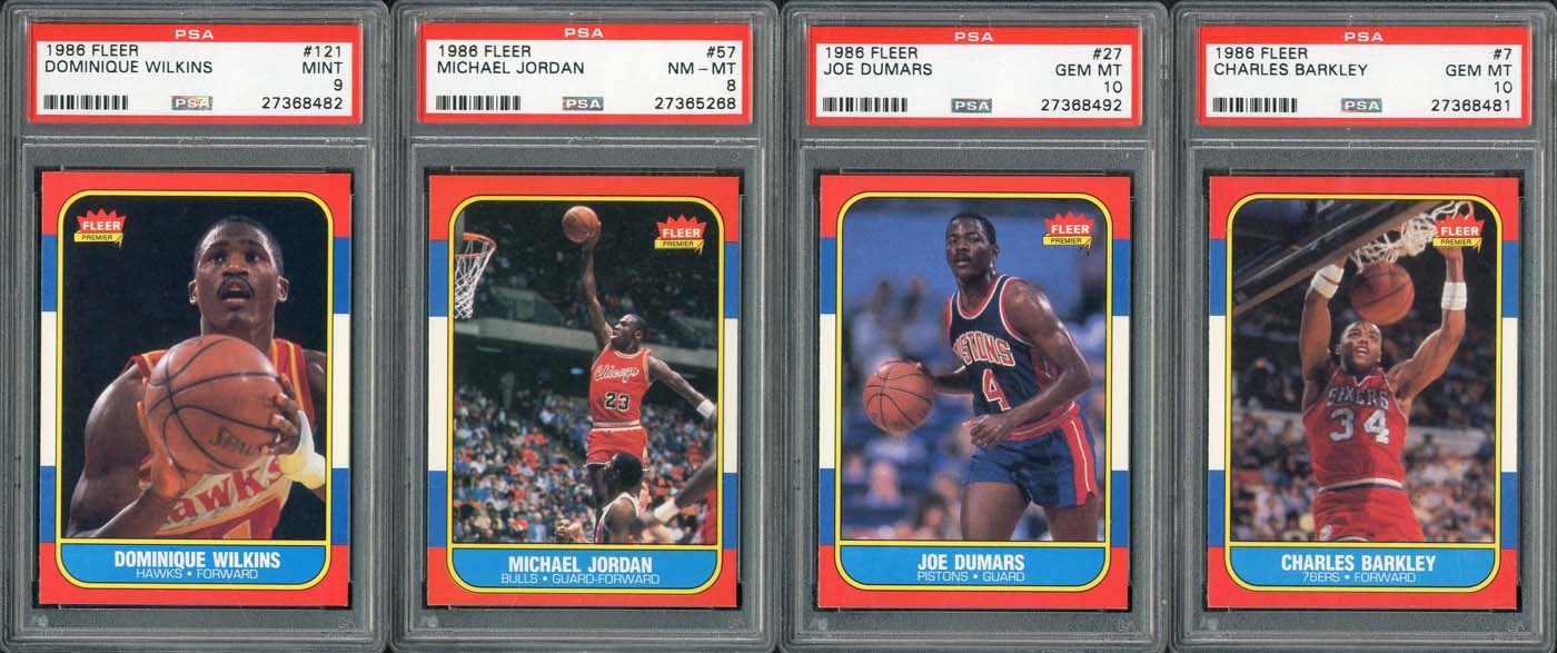 - High Grade 1986-87 Fleer Basketball Complete Set including Stickers with (23) PSA Graded Set