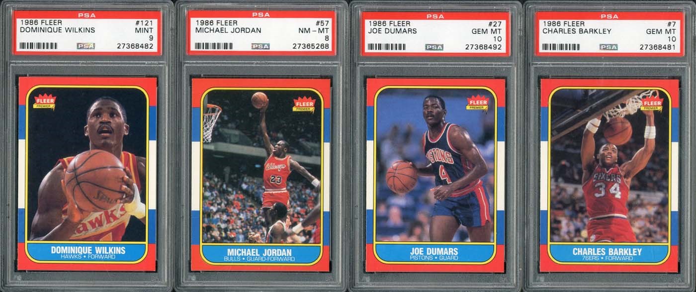 Baseball and Trading Cards - High Grade 1986-87 Fleer Basketball Complete Set including Stickers with (23) PSA Graded Set