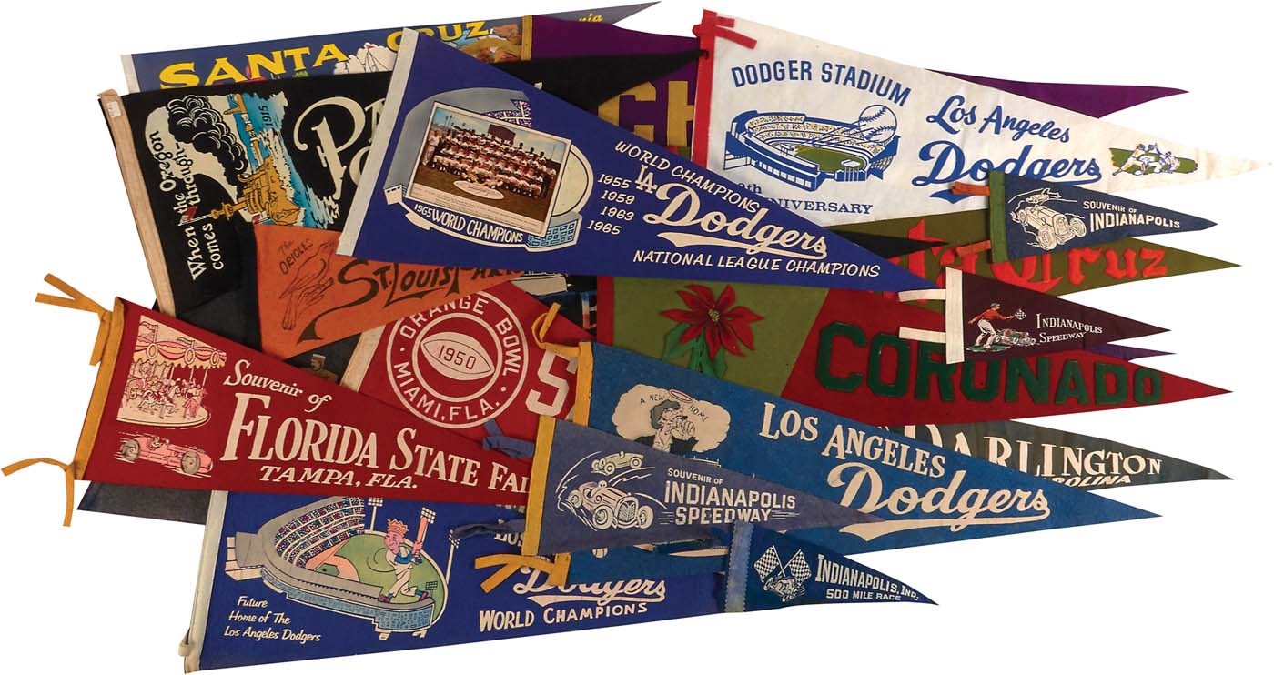 Vintage 1910s-60s Multi-Sport Pennant Collection w/Indianapolis 500 & Notre Dame (20+)