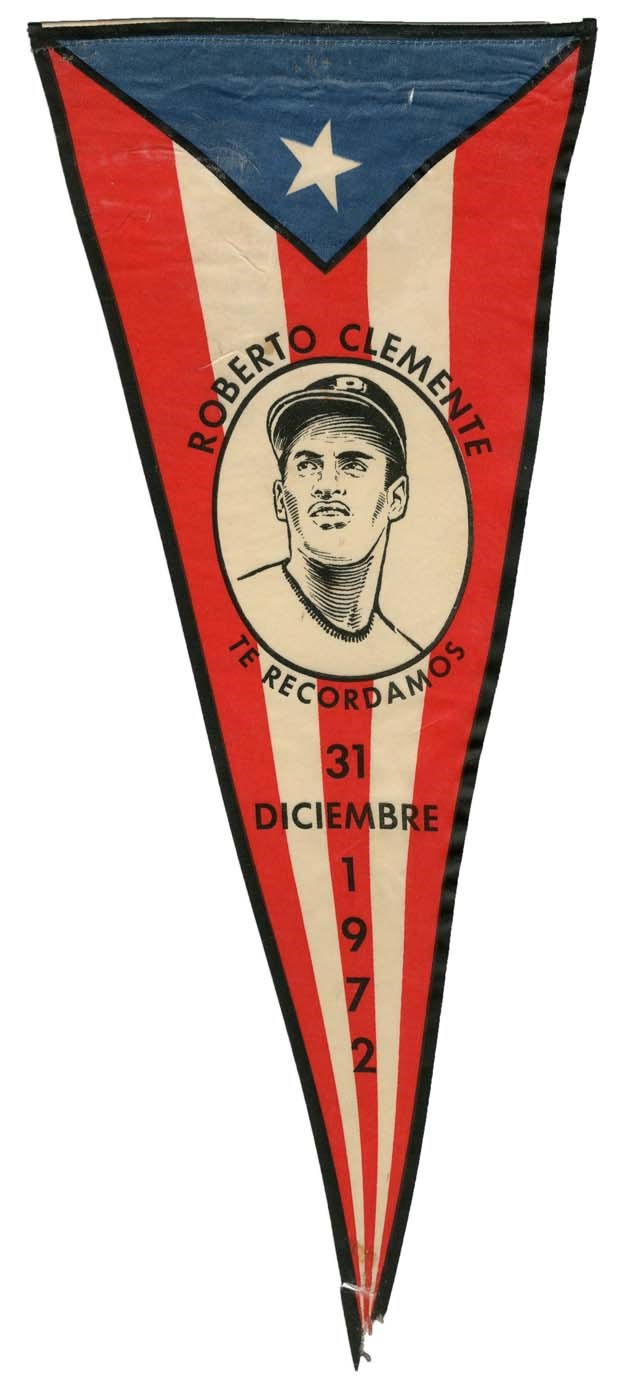 Clemente and Pittsburgh Pirates - 1972 Roberto Clemente Rare "We Remember" Pennant