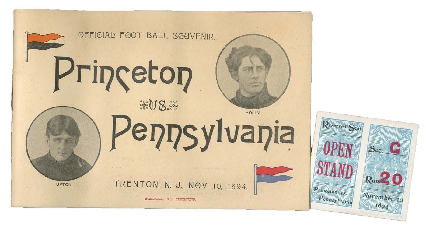 - 1894 Princeton vs. Pennsylvania Football Program with Ticket