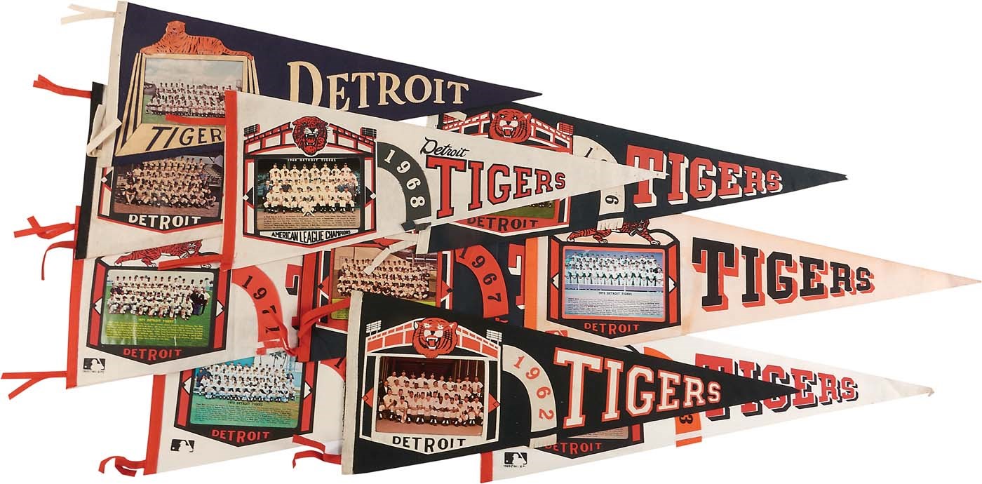 Ty Cobb and Detroit Tigers - 1960s-70s Detroit Tigers Photo Pennants (10)