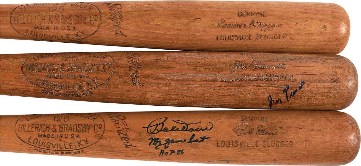 Boston Sports - 1940s-50s Red Sox Game Used Bats - Doerr, DiMaggio, Piersall