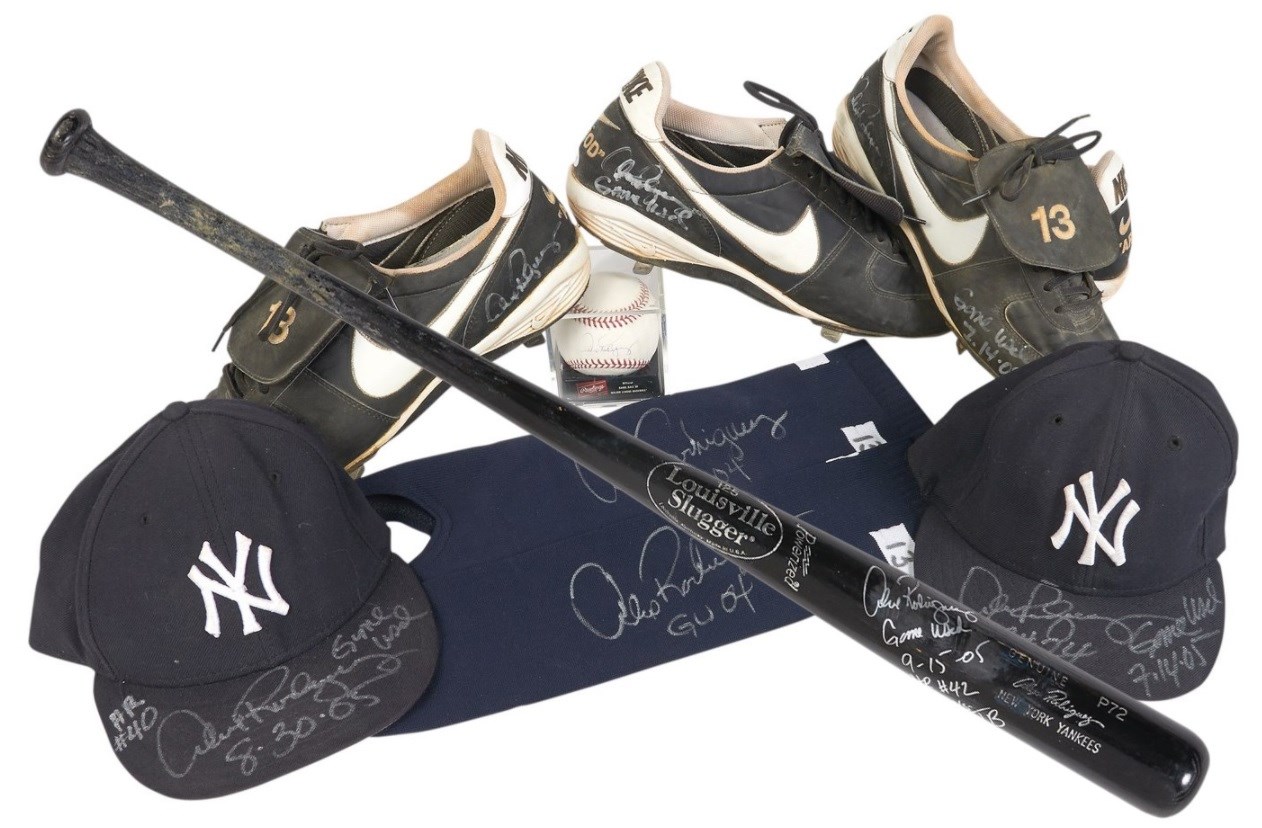 Baseball Equipment - 2005 AL MVP Alex Rodriguez Game Used Home Run Bat, Cleats & More (10)