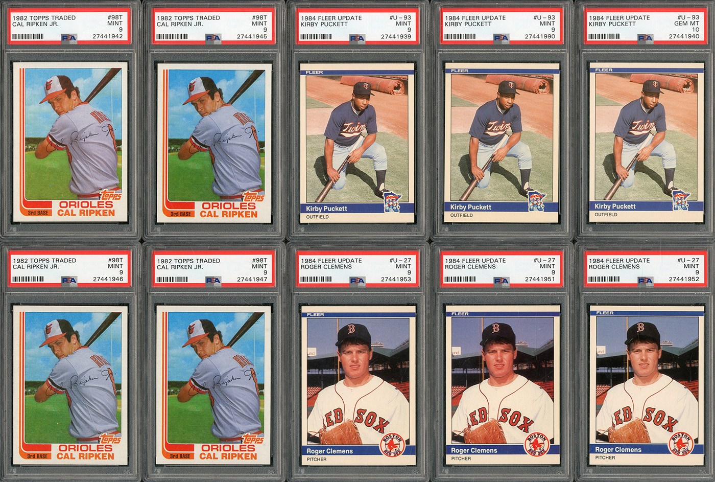 - 1982 Topps Traded (7) and 1984 Fleer Update (9) High Grade Sets with PSA Graded Key Cards including a PSA 10 Puckett