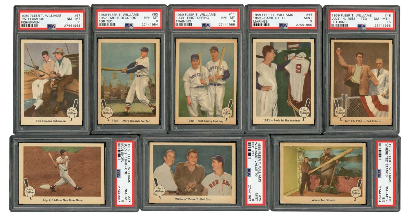 - 1959 Fleer Ted Williams HIGH GRADE Complete Set with Scarce #68 Ted Signs