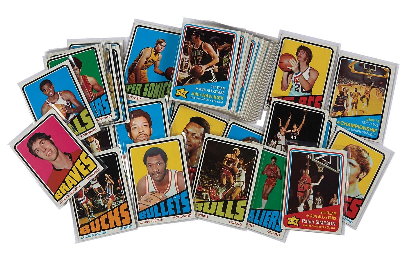 1972-73 Topps Basketball Pair of Complete Sets plus Extras with Erving RC