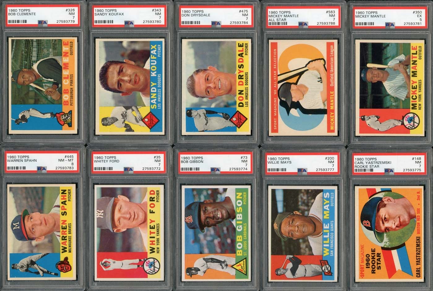 - 1960 Topps Very High Grade Set with (19) PSA