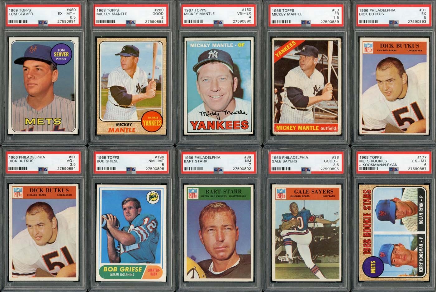 - 1959-70 Topps and Philadelphia Baseball & Football Superstar and HOFer lot of (207) with Nolan Ryan RC - LOADED!