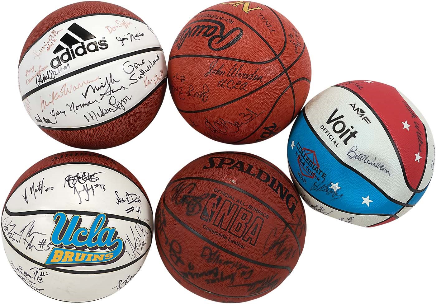 - UCLA Basketball Team-Signed Championship Basketballs (5) with Jabbar, Walton and Westbrook
