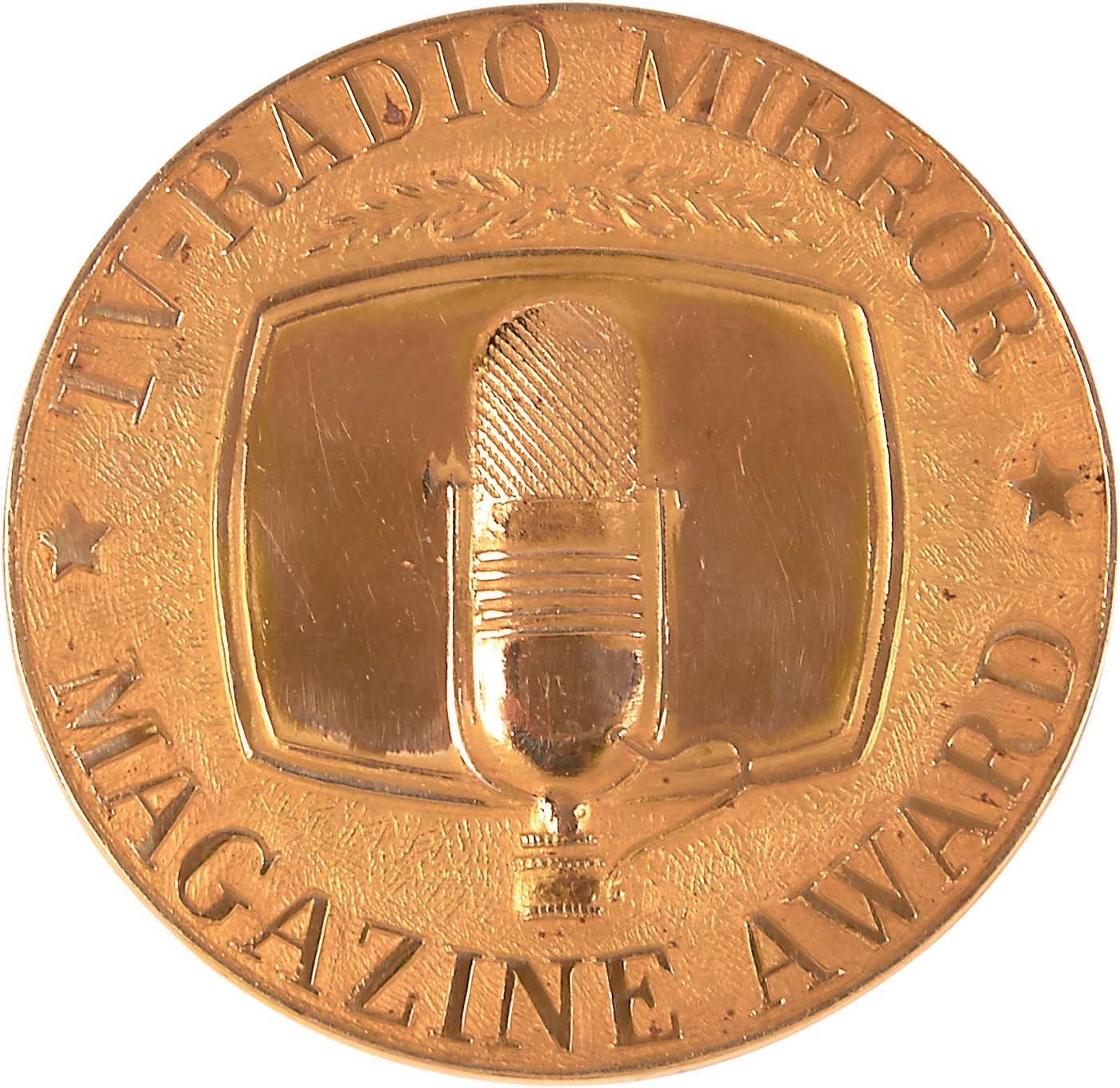 NY Yankees, Giants & Mets - 1954 TV-Radio Mirror Magazine 14k Gold Award Presented to Mel Allen - Displayed in National Museum of American Jewish History