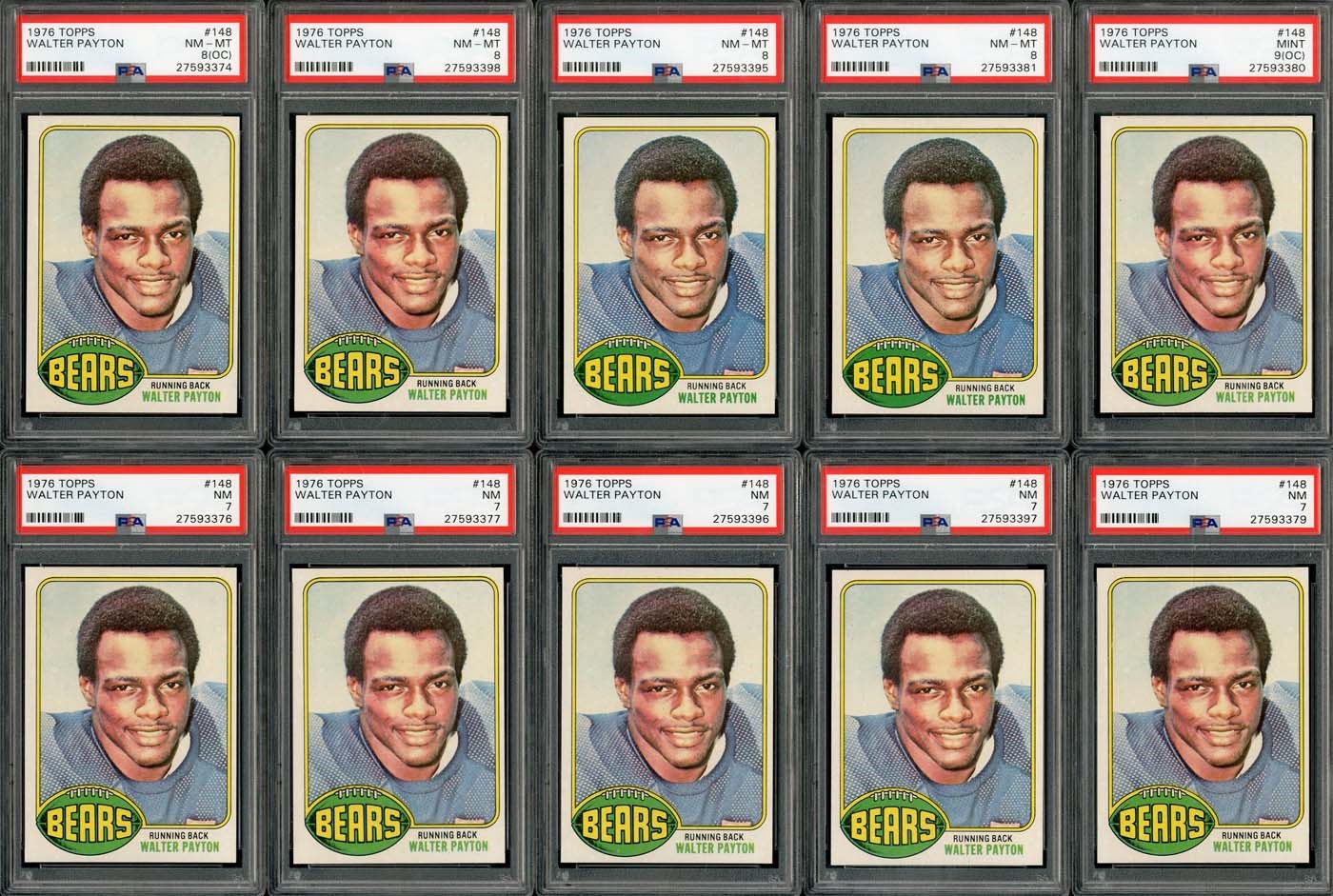 Baseball and Trading Cards - 1976 Topps Walter Payton PSA Graded Rookie Card Lot of 15