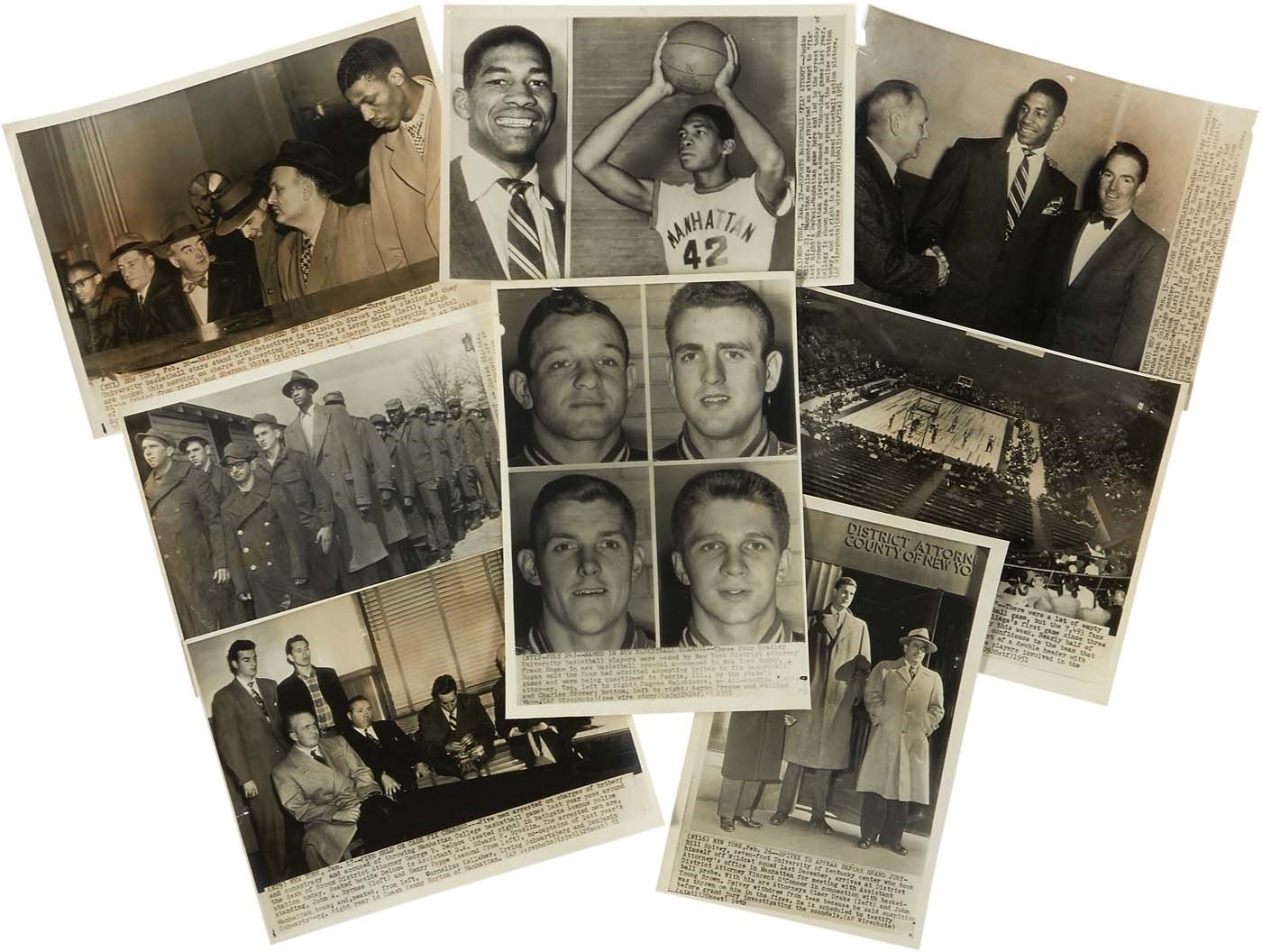 Basketball - 1950-51 CCNY Basketball Point Shaving Scandal Wire Photos (7)