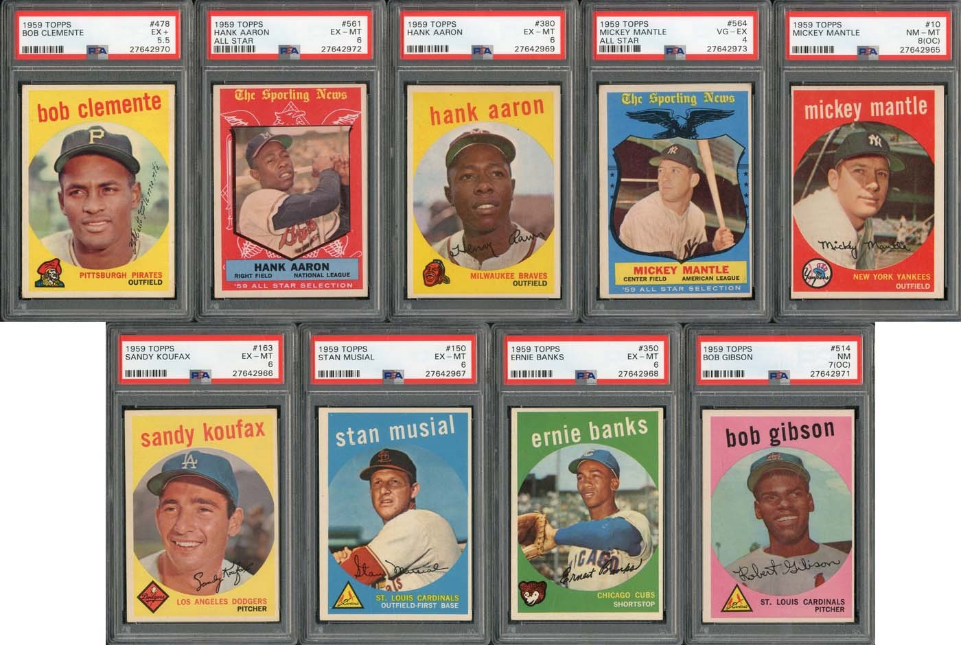 - 1959 Topps Complete Set of 572 Cards with (9) PSA Graded