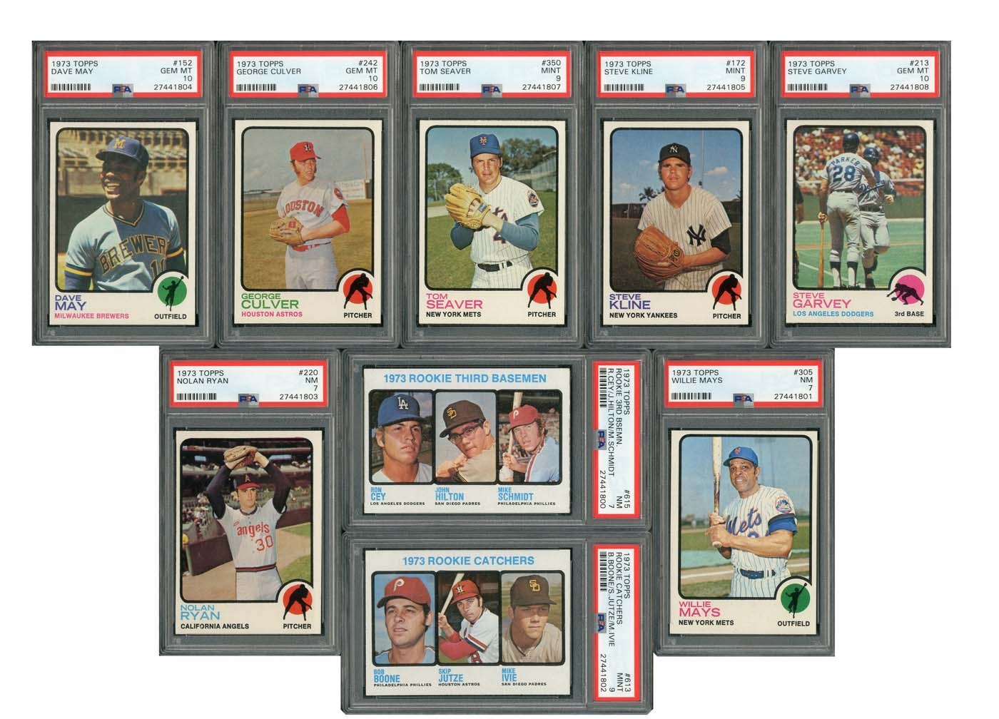 - 1973 Topps SUPER HIGH GRADE Complete Set of 660 Cards with (9) PSA Graded
