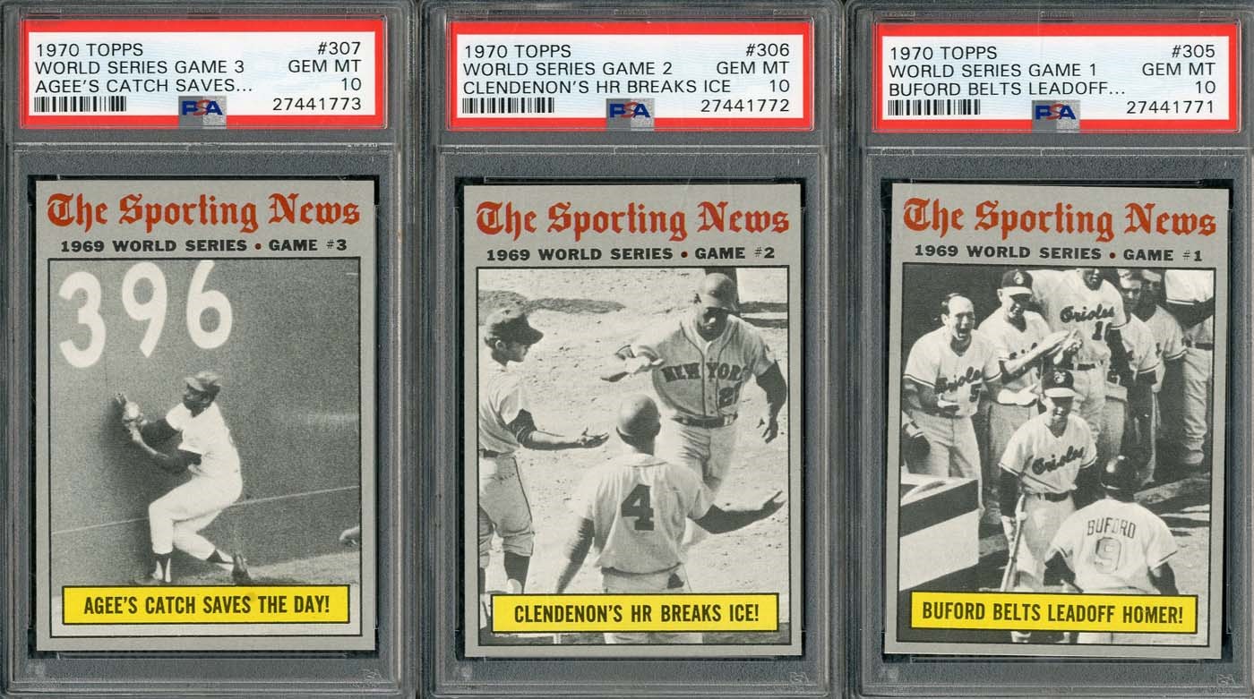 - 1970 Topps PSA GEM MINT 10 World Series (3) card lot