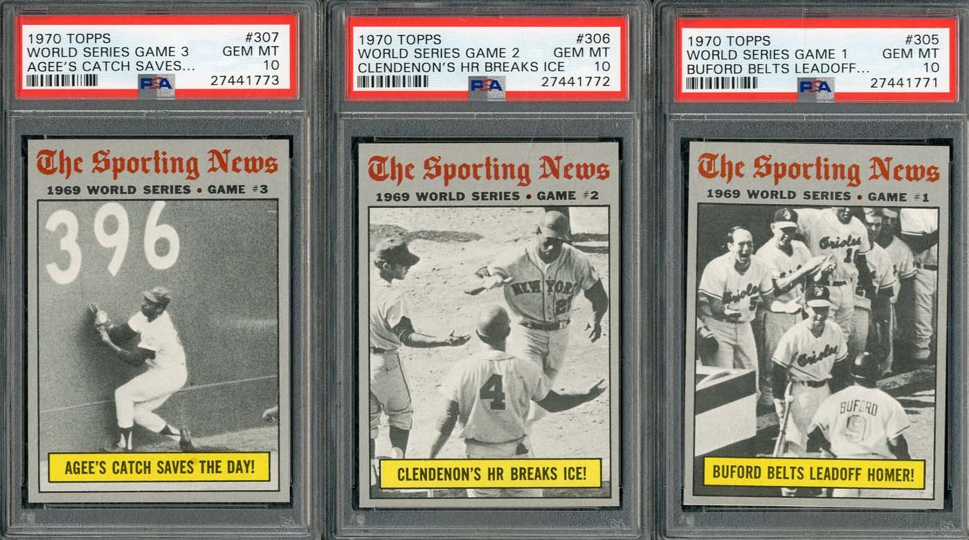 Baseball and Trading Cards - 1970 Topps PSA GEM MINT 10 World Series (3) card lot