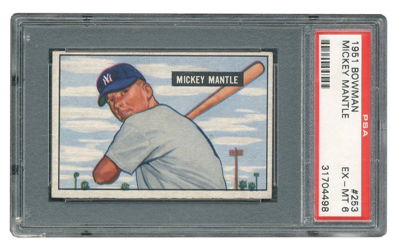 - 1951 Bowman #253 Mickey Mantle - PSA EX-MT 6