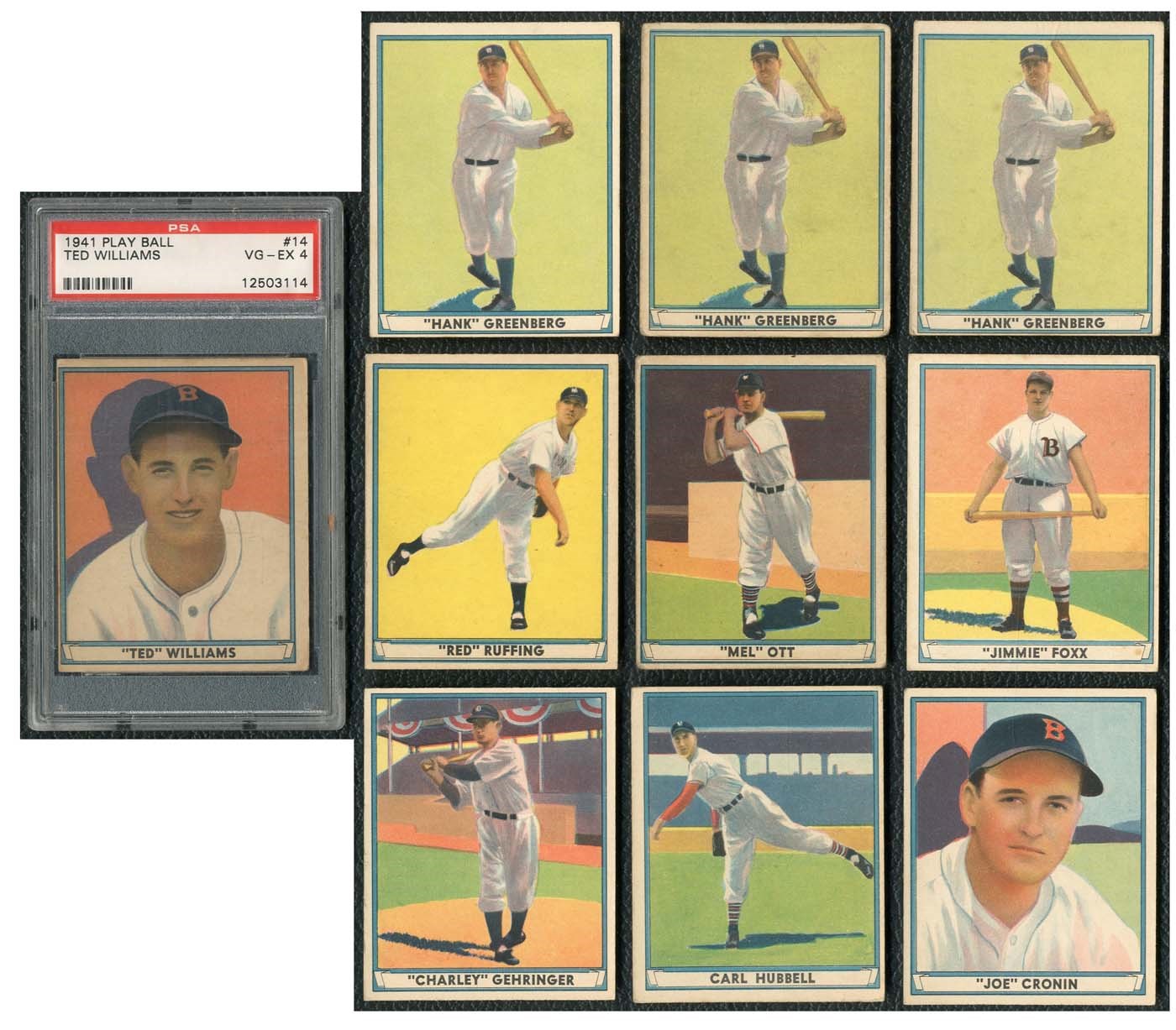 - 1941 Play Ball Collection of 56 Cards with Williams (PSA 4), Foxx and THREE Greenbergs!