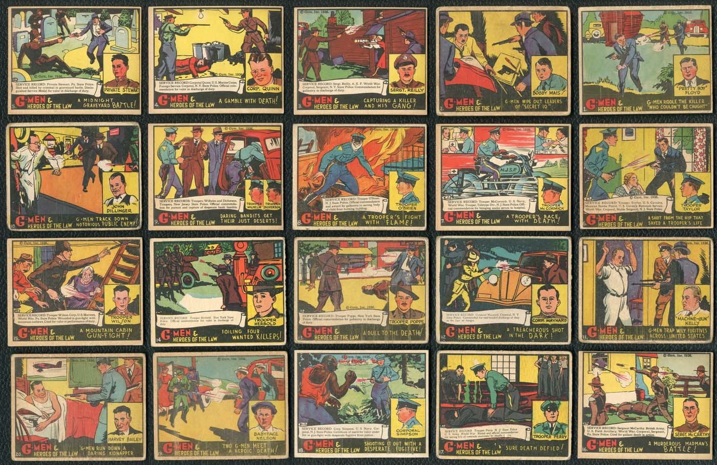 1936 Gum Inc. G-Men and Heroes of the Law Partial Set of (97)