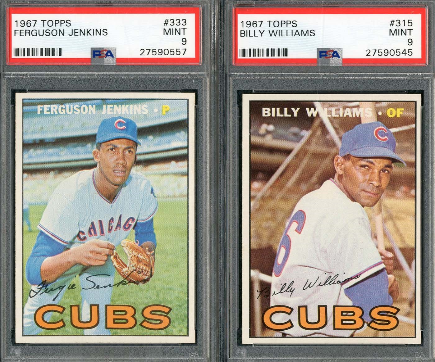 Baseball and Trading Cards - 1967 Topps Chicago Cubs HOFer Pair - both PSA MINT 9