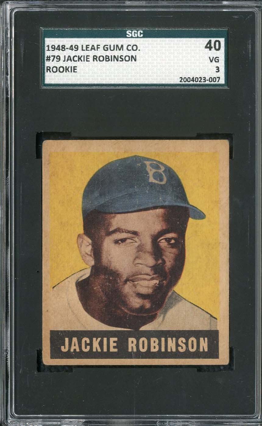 - 1948 Leaf #79 Jackie Robinson Rookie Card - SGC 40 VG 3