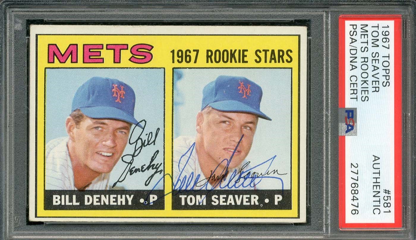 - 1967 Topps #581 Tom Seaver Signed Rookie Card - PSA