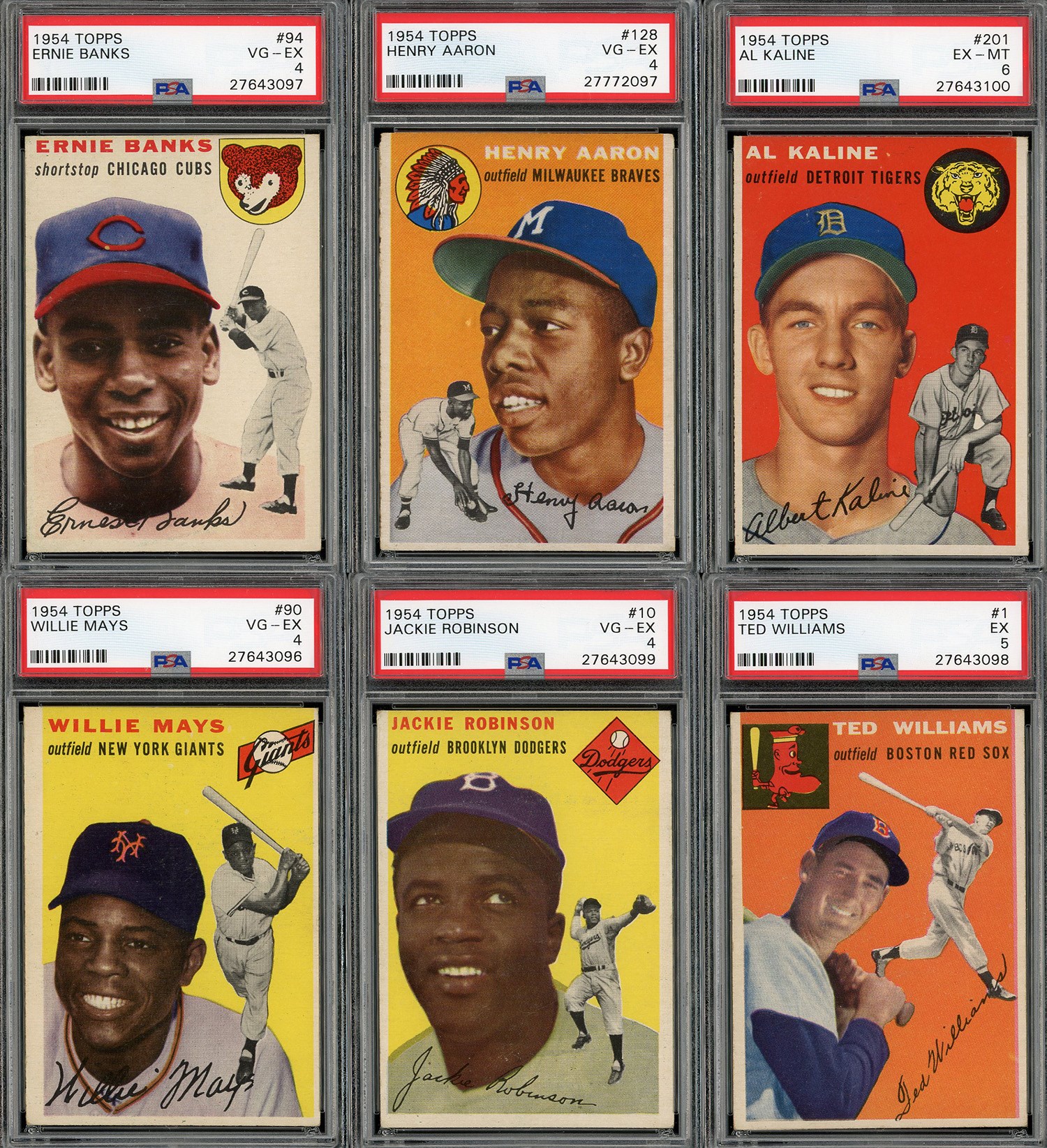 - 1954 Topps Complete Set of 250 Cards with (6) PSA Graded