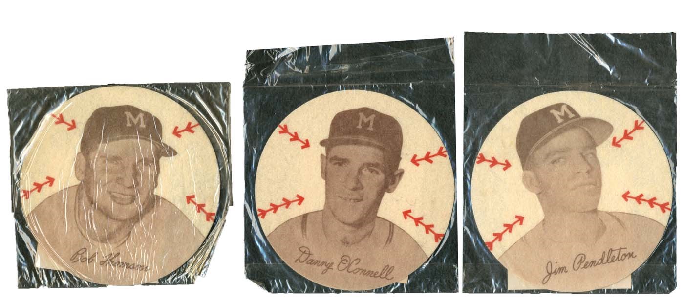 1954 Preferred Products Milwaukee Braves Felts In Unopened Packs