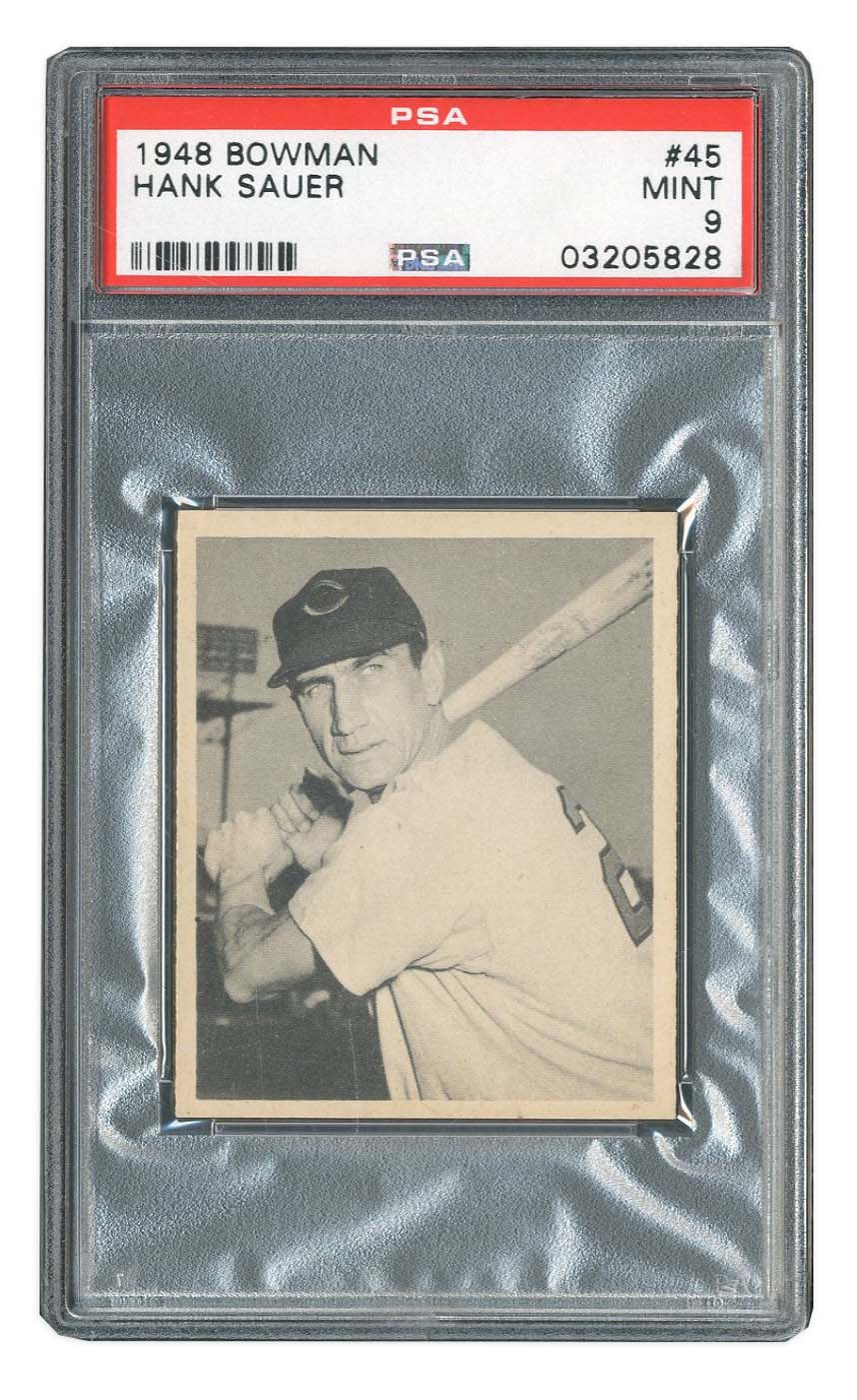 - 1948 Bowman #45 Hank Sauer Rookie Card - PSA MINT 9